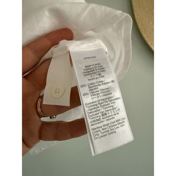 Madewell | NWT Shirred Lace-Trim Top in White | Sz XS - Picture 9 of 13